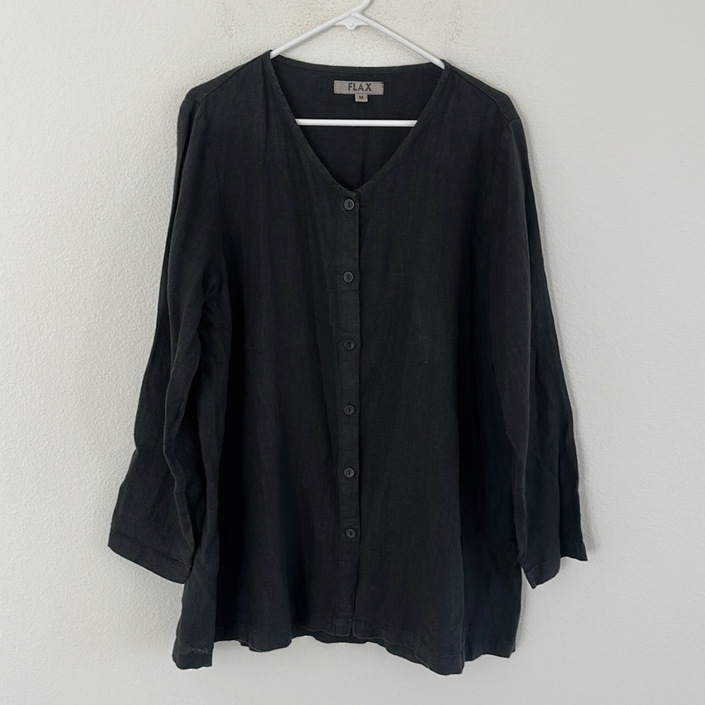 Flax 100% Linen Minimalist Button Down Tunic